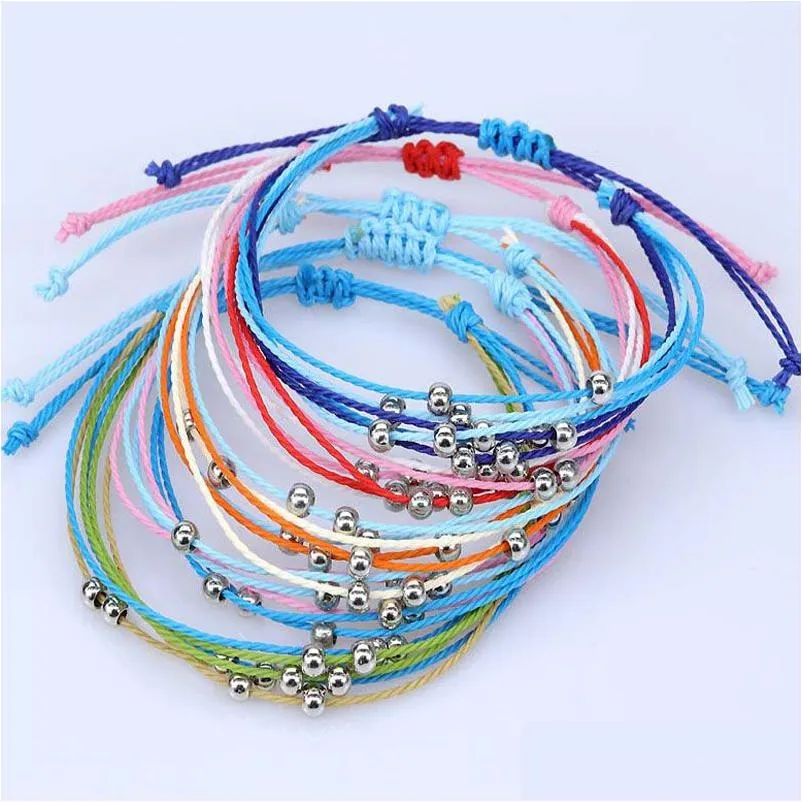 Chain Handmade Woven Braided Rope Beaded Charm Bracelets For Women Men Lover Solid Color Beach Friendship Jewelry Drop Delivery Jewel Dhfzs