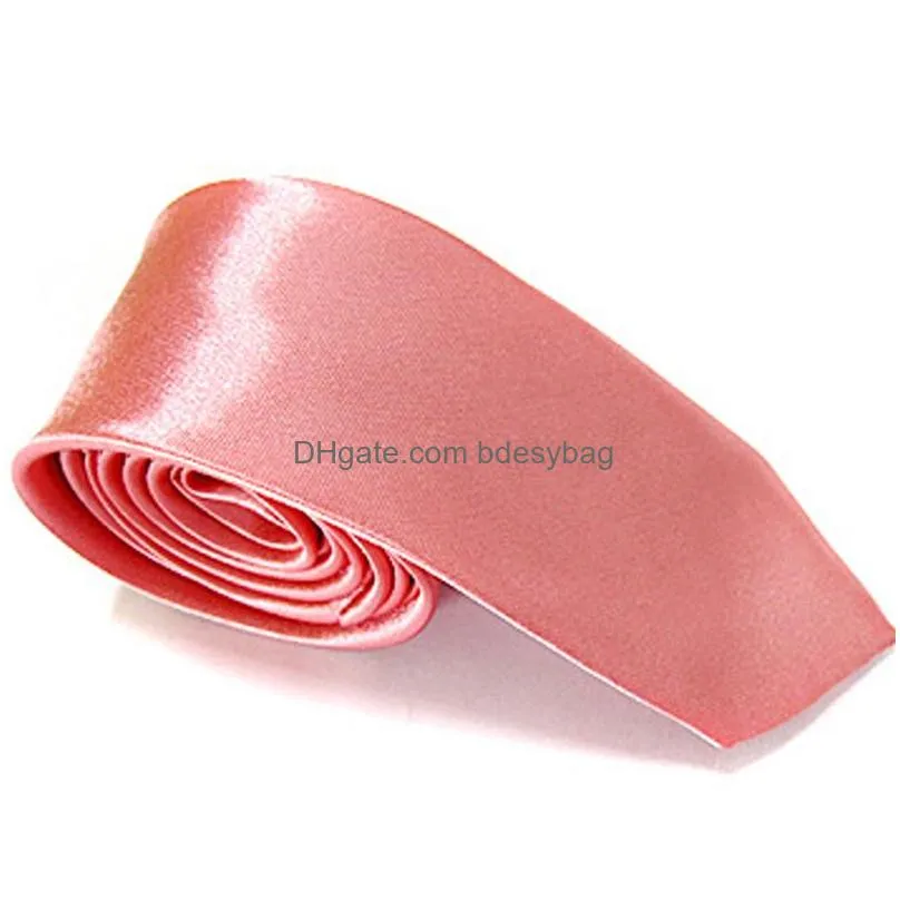 Neck Ties 5X142Cm Solid Color Satin Neck Ties For Men Students School Business El Bank Office Necktie Party Decor Accessories Drop De Dh9Ej