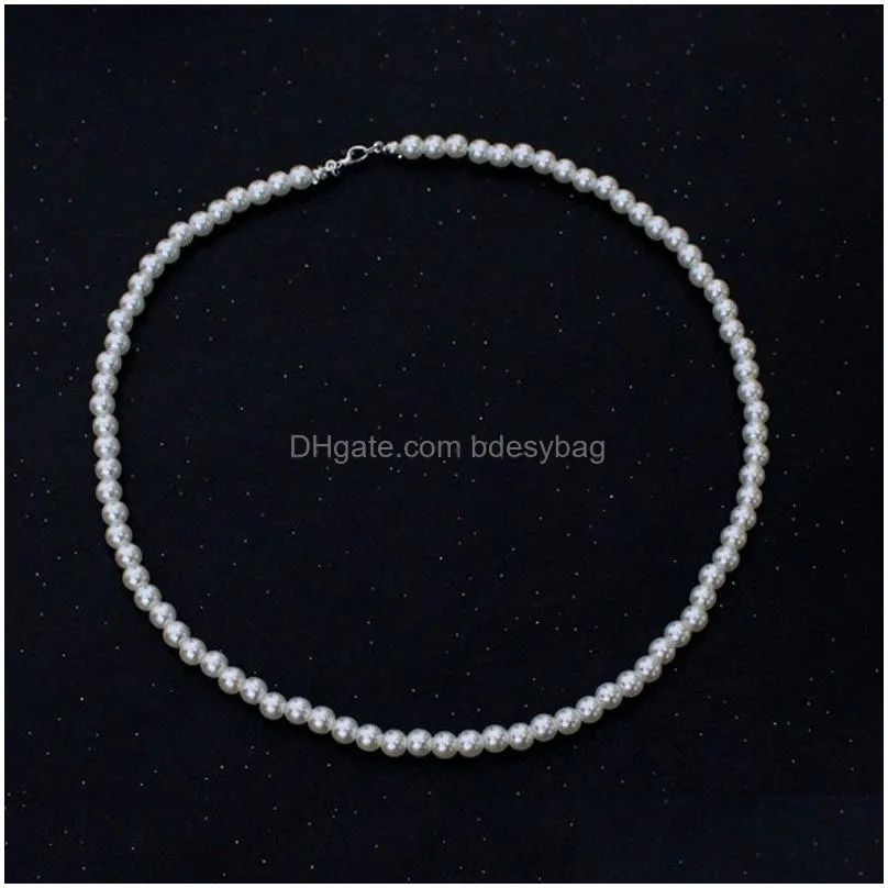 Beaded Necklaces 6Mm 8Mm 10Mm 12Mm Pearl Beaded Necklaces Jewelry For Women Girl Party Club Wedding Decor Fashion Accessories Drop Del Dhwxz