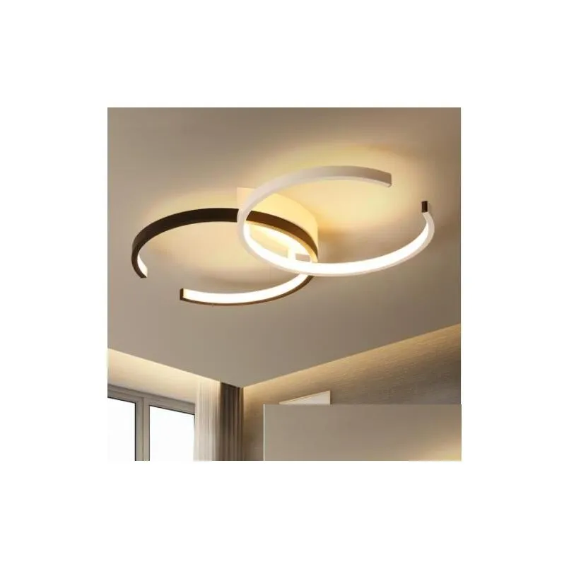 modern led ceiling light aluminum 2c circular chandelier lighting for living room bedroom corridor