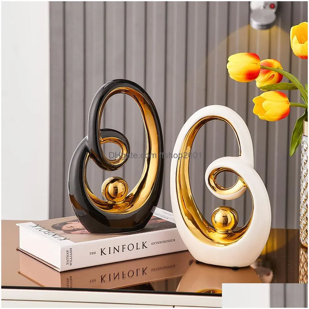 decorative objects figurines nordic abstract ceramic sculpture modern light luxury living room home decoration desk accessories craft gift