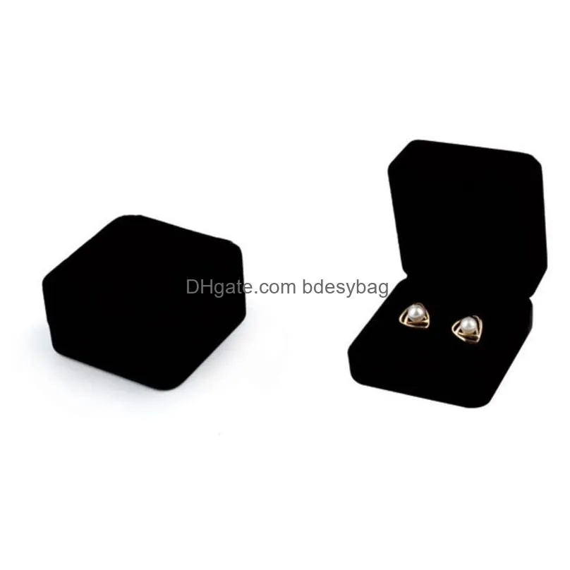 Jewelry Boxes Square Shape Veet Jewelry Packaging Holder Black Color Box For Pendant Necklace Bracelets Ring Earring Drop Delivery Jew Dhktn