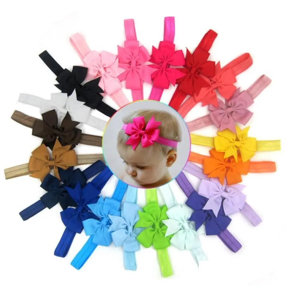 cute bow tie headband hair band diy handmade grosgrain ribbon elastic hairband baby kids hair accessories 30 colors