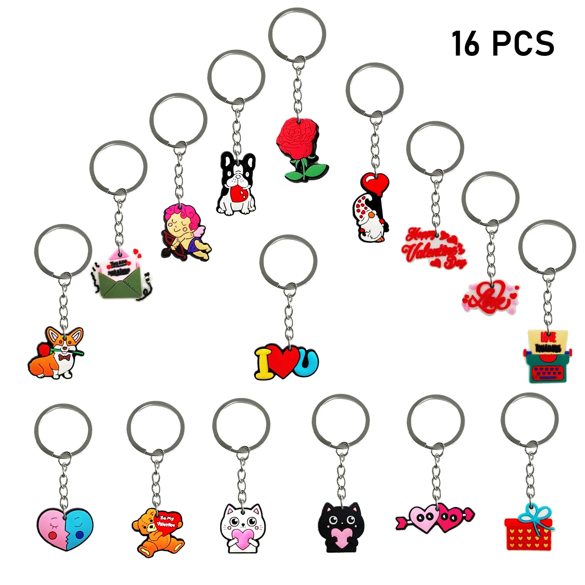 cute romantic keychain cartoon fashion keyrings charms car key ring valentines day accessories for women girls bag