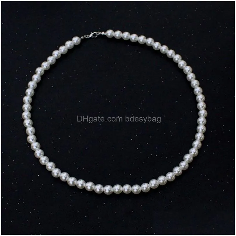 Beaded Necklaces 6Mm 8Mm 10Mm 12Mm Pearl Beaded Necklaces Jewelry For Women Girl Party Club Wedding Decor Fashion Accessories Drop Del Dhwxz