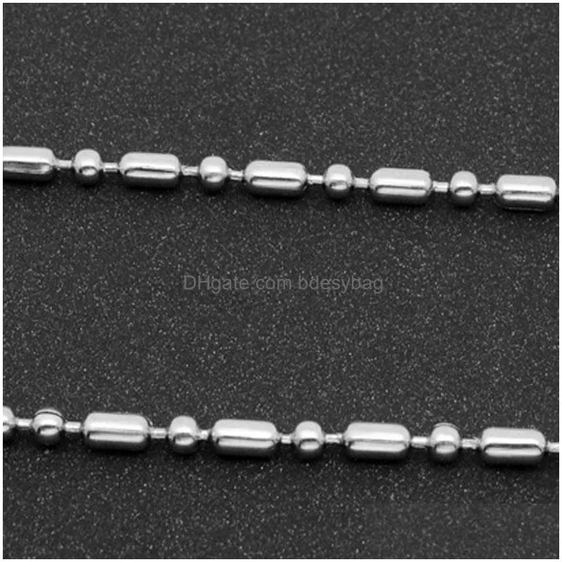 Chains Stainless Steel 2.4Mm Beaded Ball Bamboo Link Chains Necklace 50Cm 55Cm 60Cm 65Cm 70Cm For Pendants Jewelry Drop Delivery Jewel Dhgej