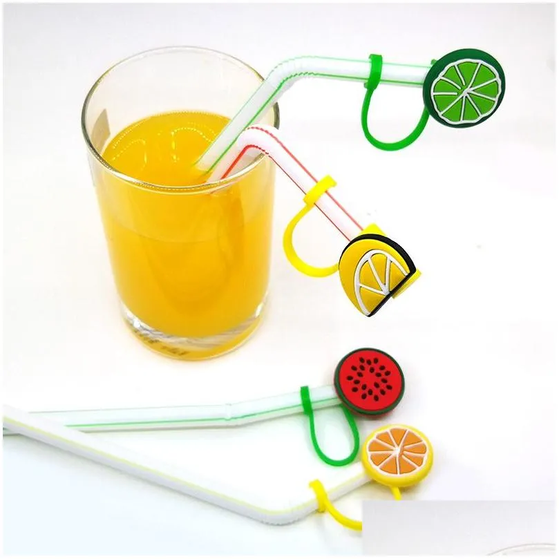 custom drinks etc pattern soft silicone straw toppers accessories cover charms reusable splash proof drinking dust plug decorative 8mm straw party