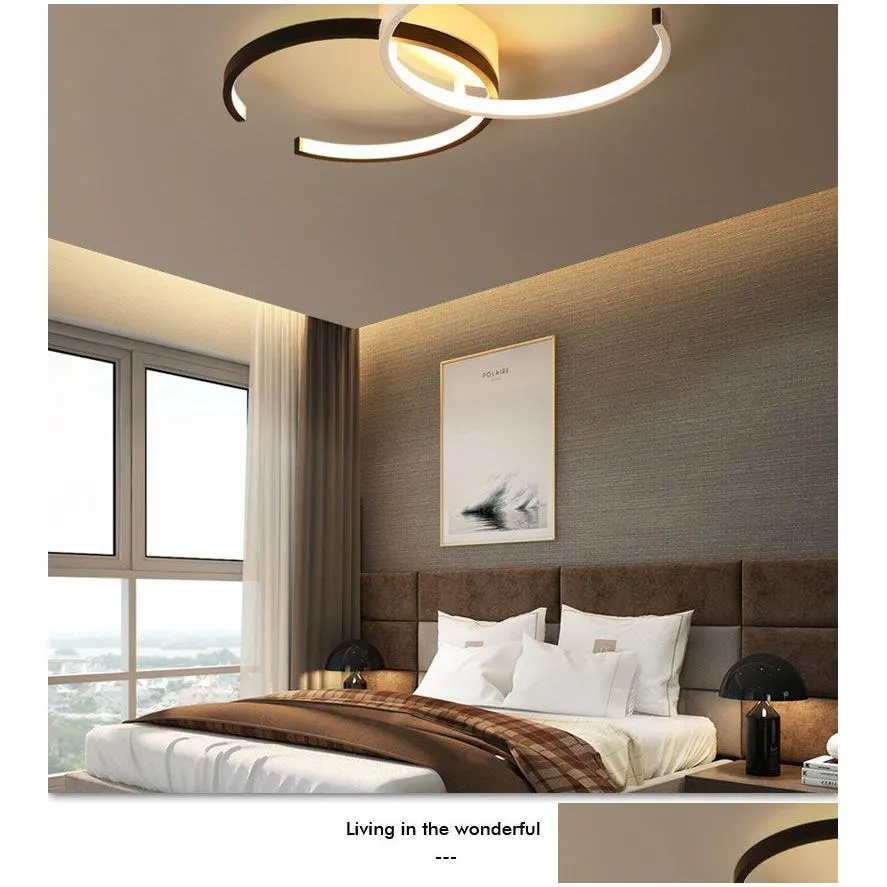 modern led ceiling light aluminum 2c circular chandelier lighting for living room bedroom corridor