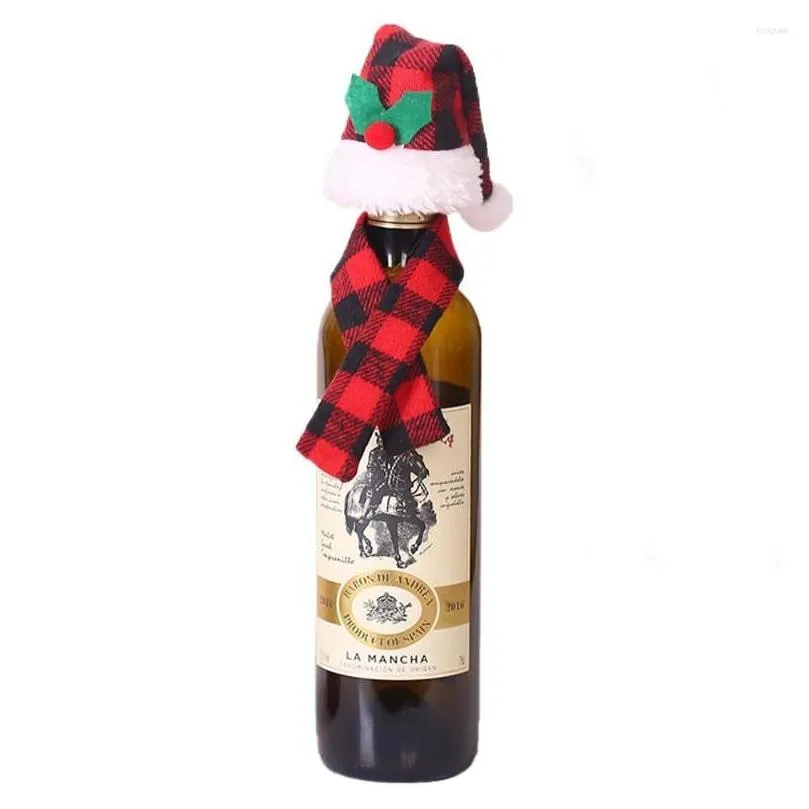christmas decorations creative scarf hat set red wine bottle cover el restaurant supplies merry decor for home xmas ornaments