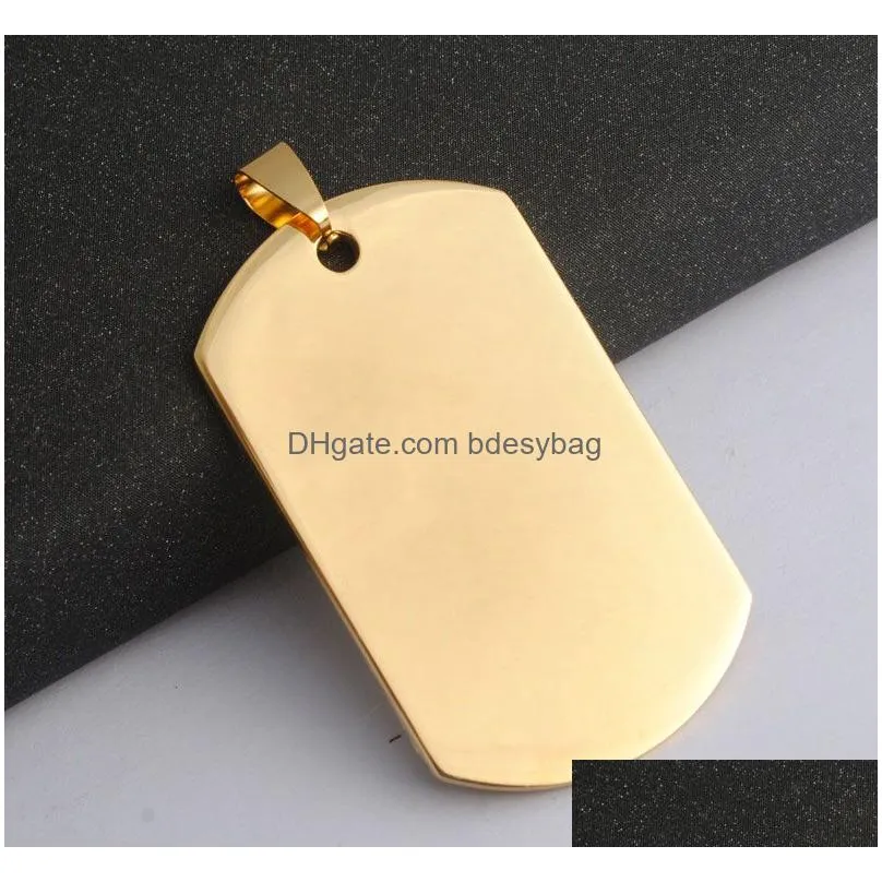 Charms Gold Color Engravable Stainless Steel Dog Tag Shape Charms Jewelry Findings For Men Women Pendant Necklaces Drop Delivery Jewel Dhbeh