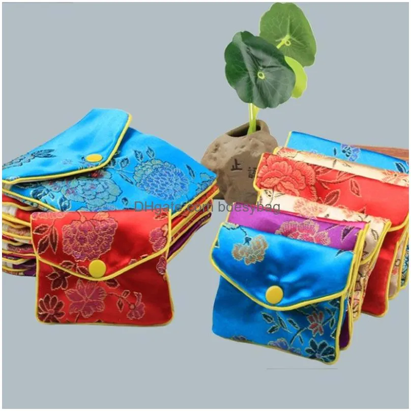 Jewelry Pouches, Bags Colorf Chinese Embroidery Earring Bracelets Necklace Cloth Bags Packing Wedding Birthday Favor Party Jewelry Dro Dhris