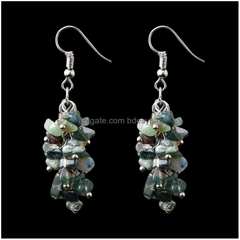 Dangle & Chandelier Irregar Natural Crystal Stone Sier Plated Handmade Earrings Dangle Party Club Decor Energy Jewelry For Women Girl Dhc47