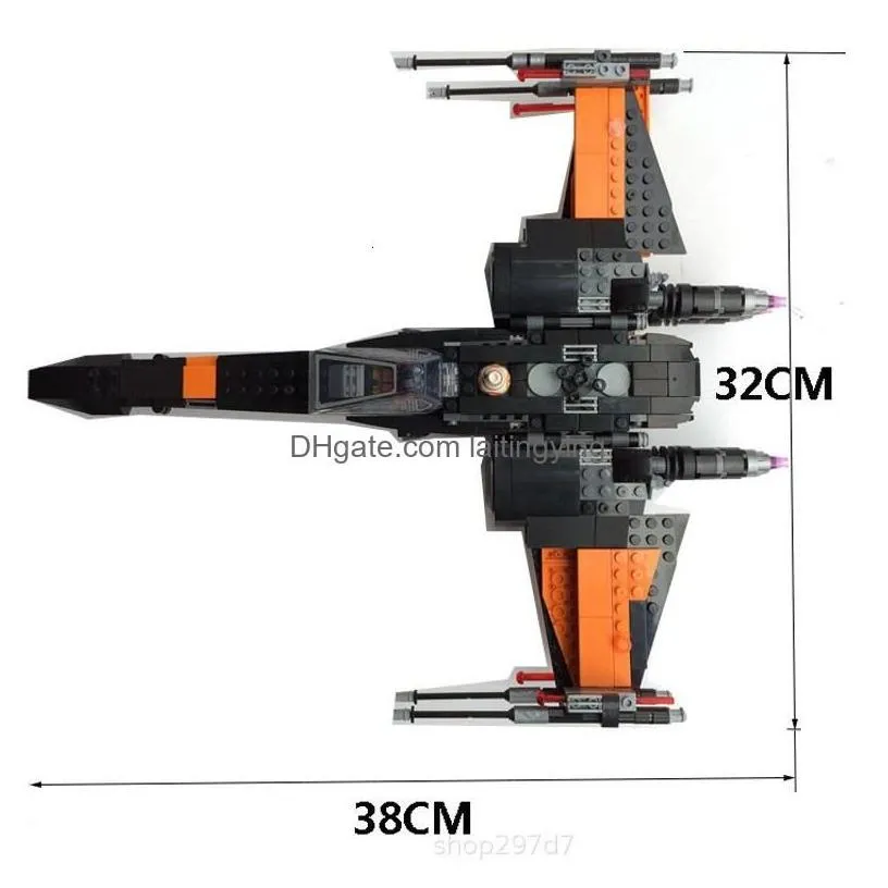 Blocks Stars Space Wars Poe Xwing Fighter Aircraft Model Building Bricks Moc 75102 Kit Toys For Boys Gift Kids Diy 230818 Drop Deliv