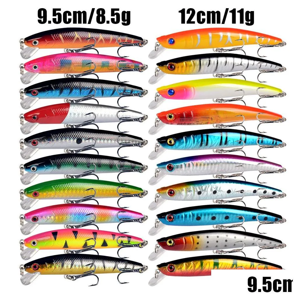 Baits & Lures Baits Lures 20Pcslot Mixed Colors Fishing Lure Set Floating Minnow Wobblers Isca Artificial Hard Treble Hooks Carp Tackl Dh8Sq