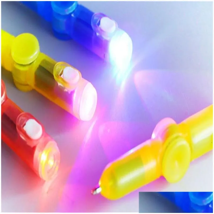 9cm interesting toy fingertip rotating spinner gyro pen gloves led luminous office adhd edc anti stress kinetic desk toys