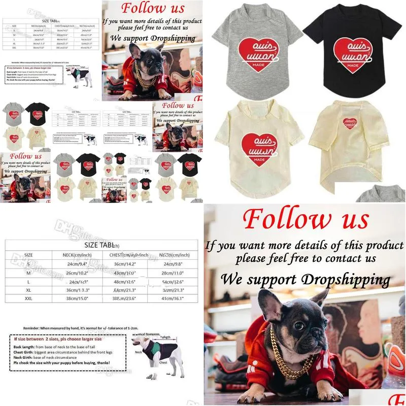 brand designer dog clothes dog apparel summer dog t shirts with classics letters cool heart shape pet shirts breathable cotton soft dog sweatshirt for small dog