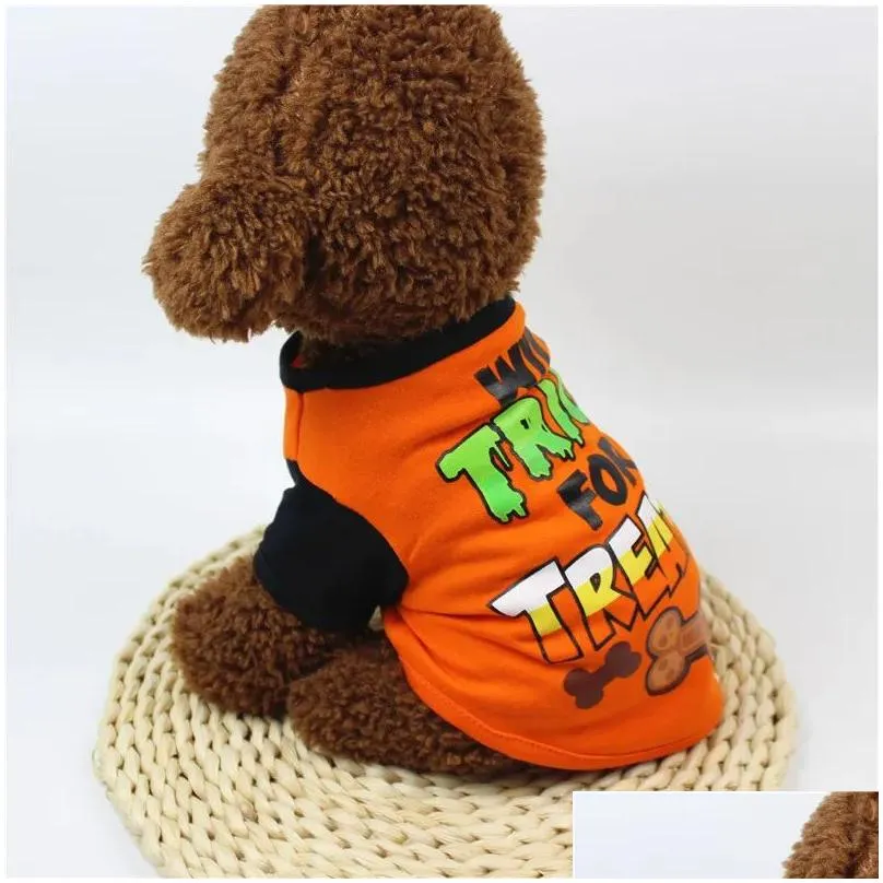 halloween dogs shirt dog apparel puppy pets t-shirt ghost costume outfits cute pumpkin pup clothes for small doggy cats pet