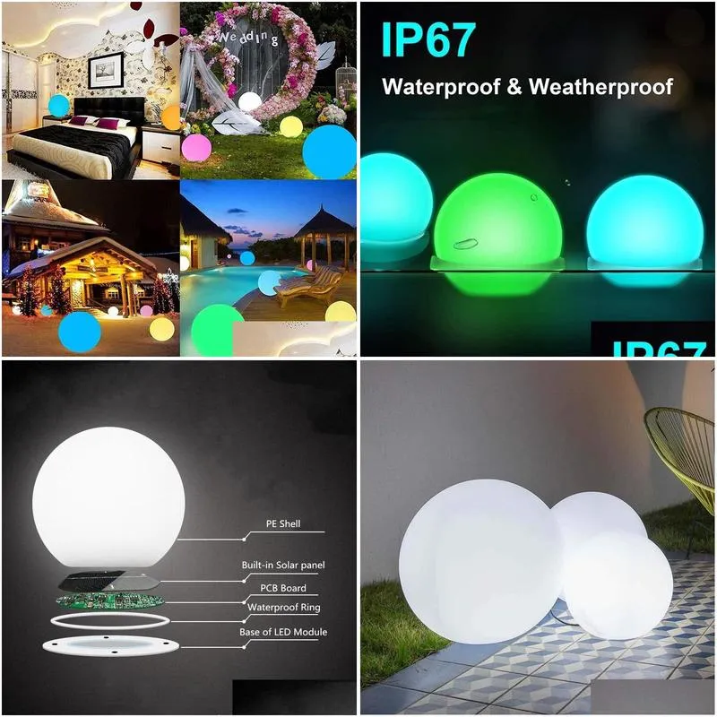 lawn lamps waterproof rechargeable led ball light outdoor garden decoration pool orbs floating sphere with remote