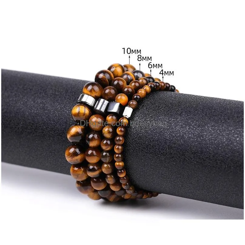 Beaded Natural Energy Stone Handmade Beaded Strands Charm Bracelets Yoga Sports Elastic Jewelry For Women Men Drop Delivery Jewelry B Dhzqm