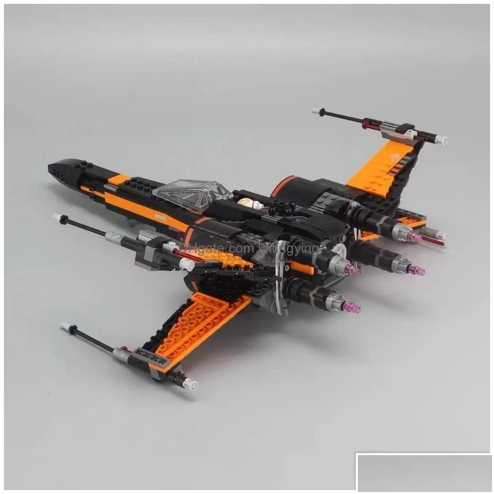 Blocks Stars Space Wars Poe Xwing Fighter Aircraft Model Building Bricks Moc 75102 Kit Toys For Boys Gift Kids Diy 230818 Drop Deliv