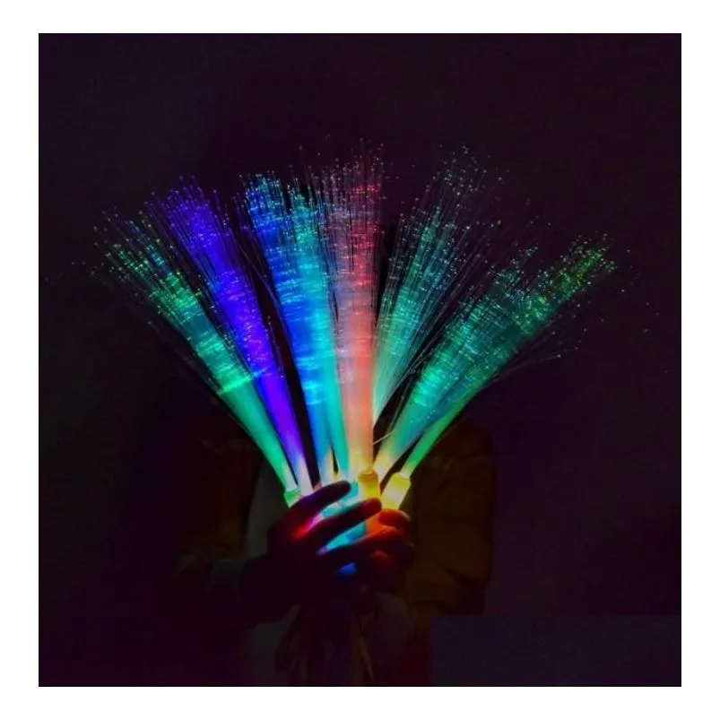 100pcs rave toy led light up fiber optic wands glow sticks flashing concerts rave party birthday favors goodie fillers battery include