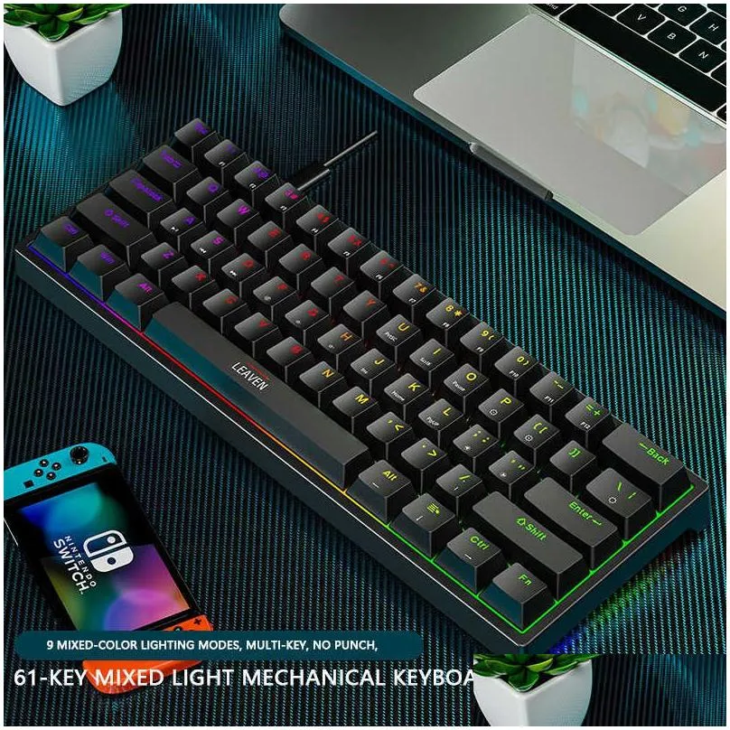 keyboards 61 keys 60% mini gaming mechanical keyboard rgb p type-c wired gaming keyboards ergonomics keyboard pbt keycaps for gamer t230215 