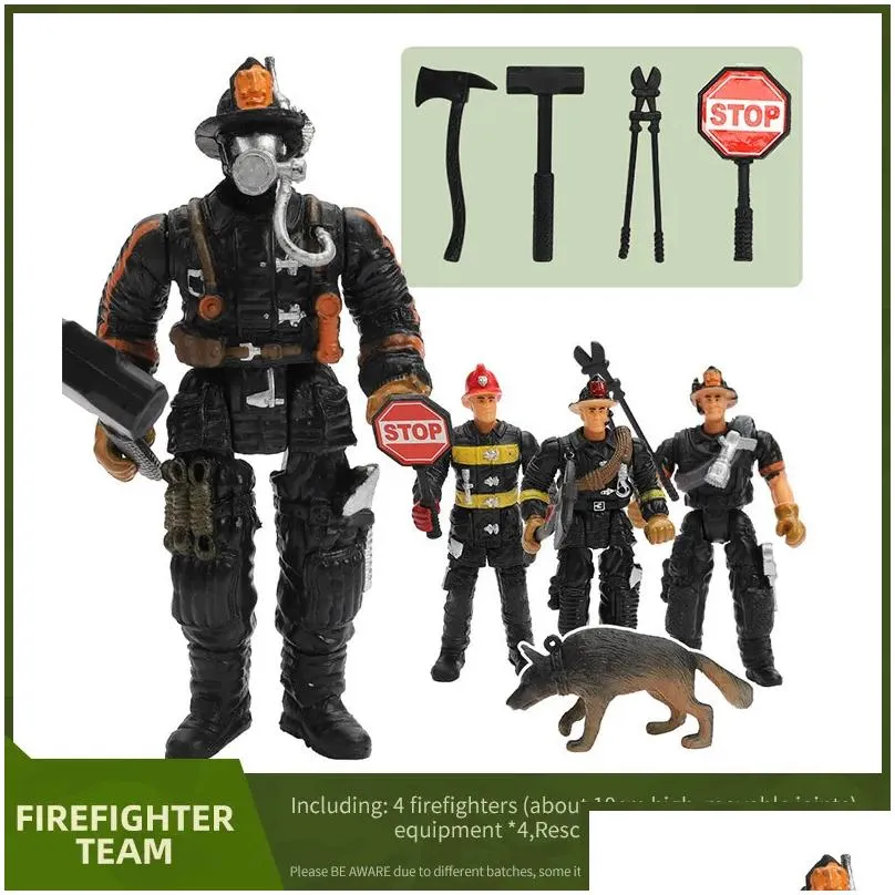 Military Figures Viikondo Action Figure Army Men Toy Soldier 1/18 Us Special Force Elite T Team Firefighter 4 Inch Firemen Boys Gift Dh4Wl