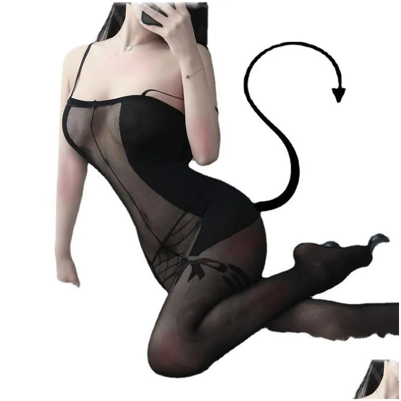 Sexy Set Y Underwear Perspective Passion Seduction Small Chest Gathering Halter Bow Stockings Onesie Suit Drop Delivery Health Beauty Otqyd