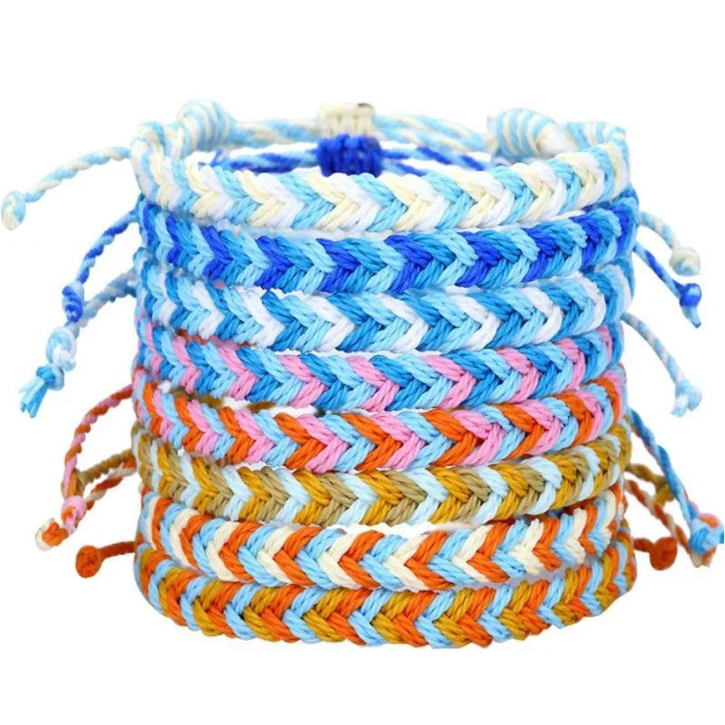 Charm Bracelets Handmade Woven Braided Rope Adjustable Charm Bracelets For Women Men Lover Solid Color Summer Beach Jewelry Drop Deli Dh2Bt