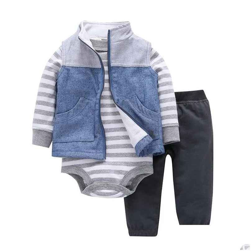 kids baby bebes boy clothes set hooded jacket rompers pants infant boy girl clothing autumn spring children suits born set lj201223