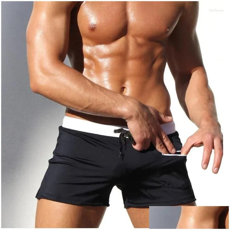 mens swimwear swim trunks with zipper pocket swimming shorts mesh liner summer quick dry stretchy bathing suit swimsuit