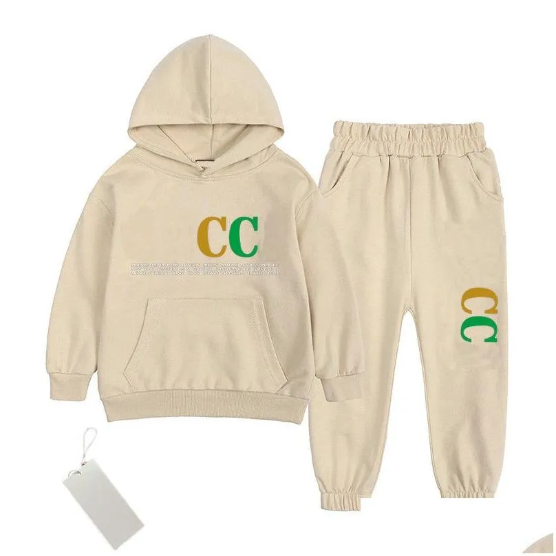 autumn winter 2-13years childrens clothing hoodie sets baby boys girls cotton garment kids designer printing high quality outdoor sports sweater pants 2 pc