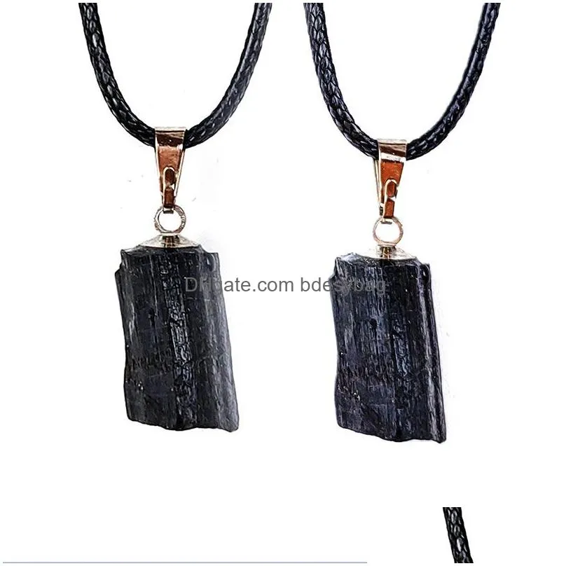 Pendant Necklaces Irregar Natural Stone Handmade Chain Pendant Necklaces For Women Men Decor Lucky Jewelry Fashion Accessories Drop De Dh7Df