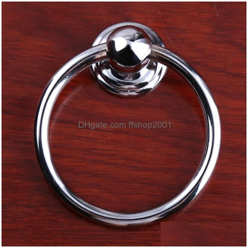 diameter 70mm modern simple shiny silver drop rings wooden chair wooden door handles chrome kitchen cabinet drawer s knobs3208660