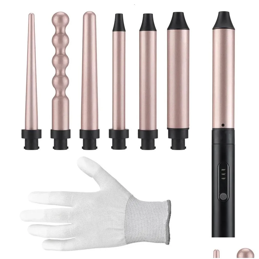 5 in 1 hair curlers care styling curling wand iron curler set styles tool multifunctional barrel rotating 240226