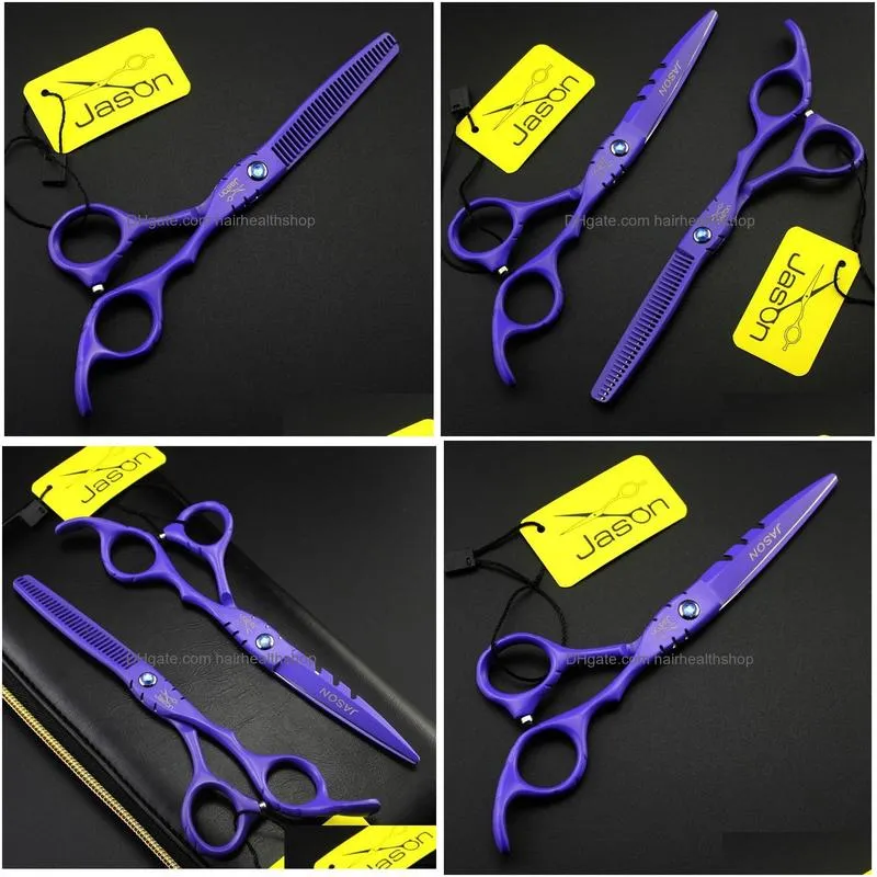 Hair Scissors Jason Hd24 Purple Lacquer 55 Inch60 Inch Hair Cuttingthinning Scissors6Cr 62Hrc Scissors8236320 Drop Delivery Hair Produ Dhecz