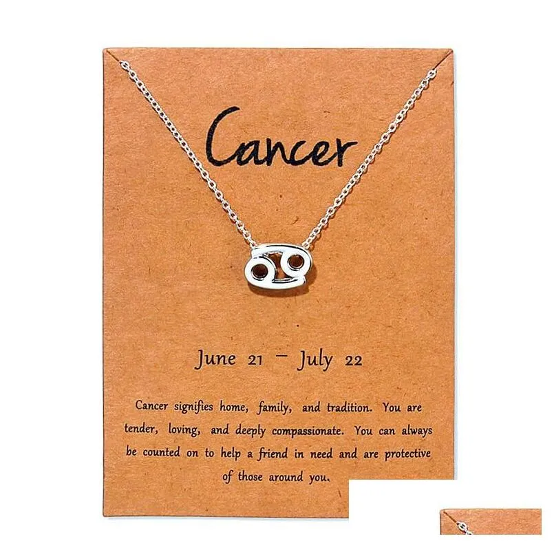 Pendant Necklaces 12 Zodiac Necklaces With Gift Card Constellation Sign Pendant Sier Chains Necklace For Men Women Fashion Jewelry Epa Dhxyg