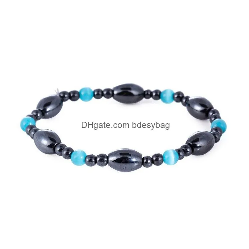 Charm Bracelets Black Natural Stone Healing Nce Beads Sport Charm Bracelets For Men Women Yoga Fashion Decor Jewelry Drop Delivery Je Dh4Vc