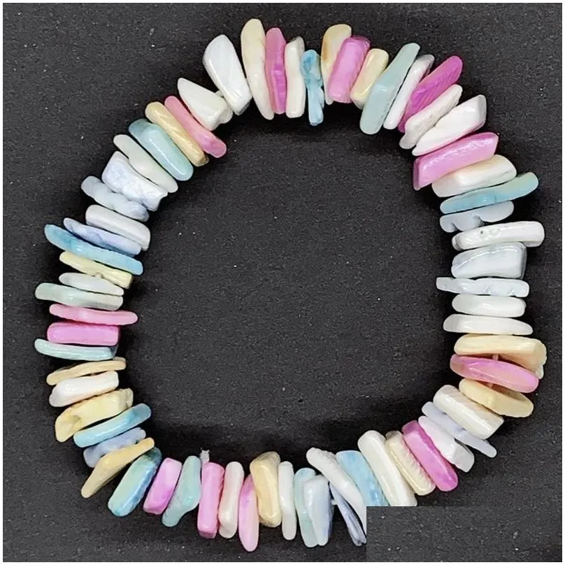 women girl multicolor hawaii puka shell elastic bracelets strands for party travel beach fashion jewelry accessories