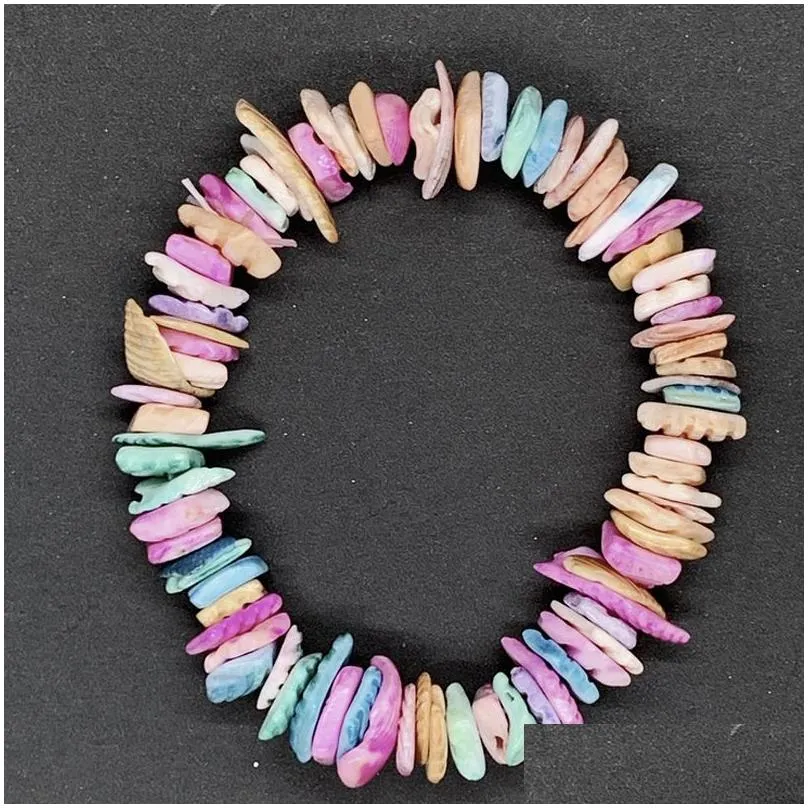 women girl multicolor hawaii puka shell elastic bracelets strands for party travel beach fashion jewelry accessories