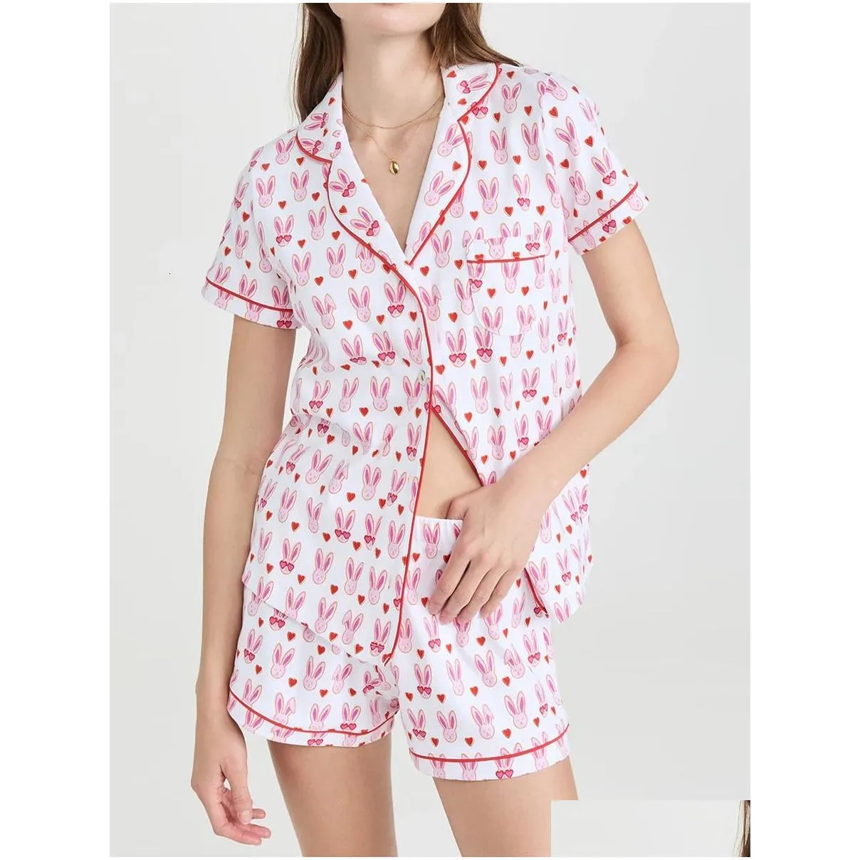 Women`S Sleep & Lounge Womens Cute Roller Rabbit Pajamas Y2K Monkey Prefabricated Printing 2-Piece Pajama Set Short Sleeve Shirt Pj S Otpkc