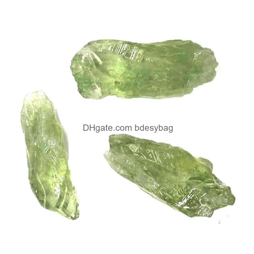 Loose Gemstones Diy Irregar Natural Green Crystal Lucky Gemstones Energy Stone For Handmade Pendant Necklaces Jewelry Making Drop Del Dhxio