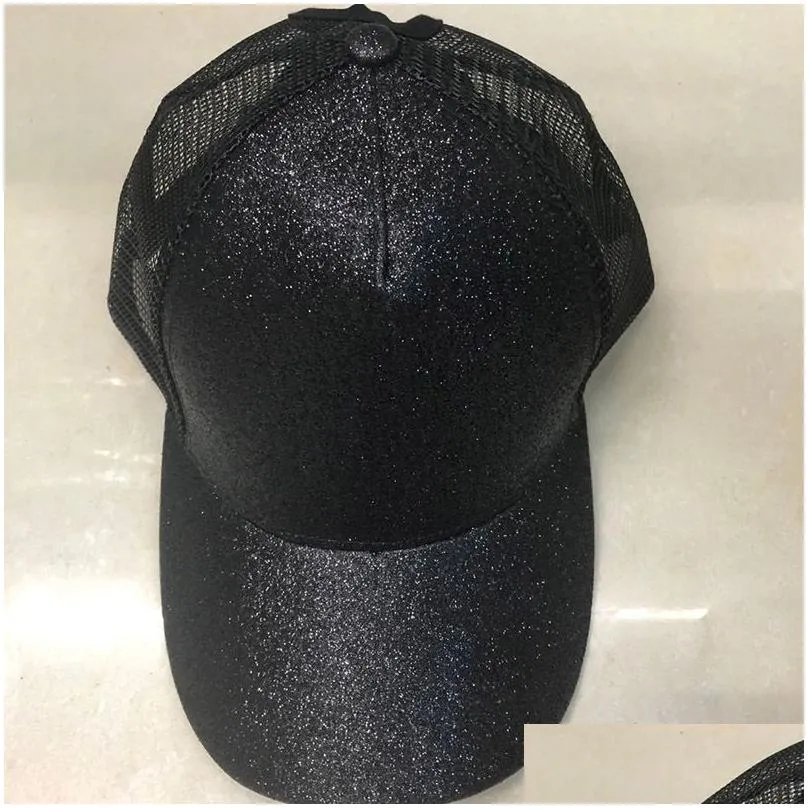 fashion glitter ball cap for women mesh breathable summer sun hat outdoor sports baseball cap 12 colors