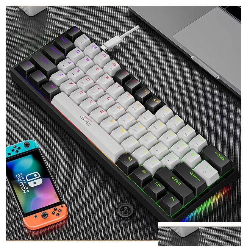 keyboards 61 keys 60% mini gaming mechanical keyboard rgb p type-c wired gaming keyboards ergonomics keyboard pbt keycaps for gamer t230215 