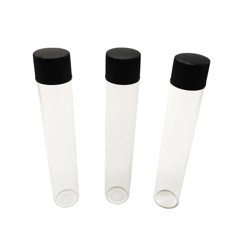 wholesale glass tubes packaging 115x20mm with screw black cap plastic lids 30g tubes could custom labels
