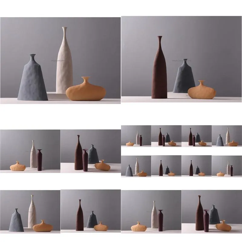 minimalistic vase ceramic - matt finish nordic modern table vase geometric vase morandi colors