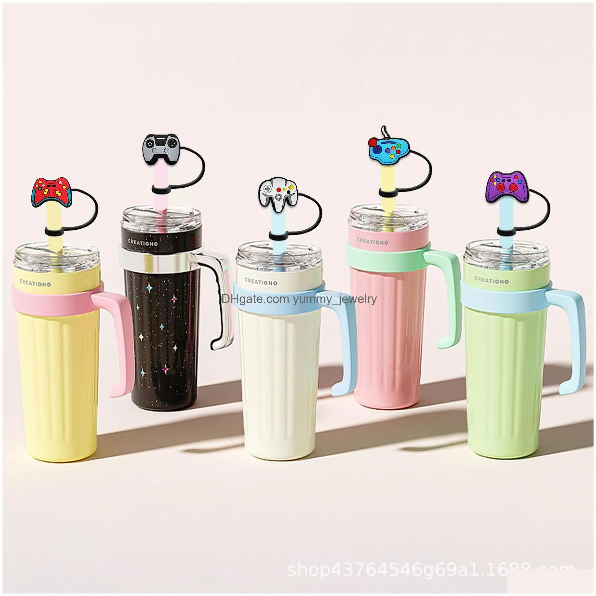 28colors boys vintage game silicone straw toppers accessories cover charms reusable splash proof drinking dust plug decorative 8mm/10mm straw