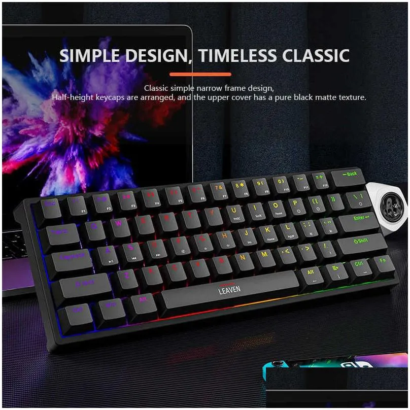 keyboards 61 keys 60% mini gaming mechanical keyboard rgb p type-c wired gaming keyboards ergonomics keyboard pbt keycaps for gamer t230215 