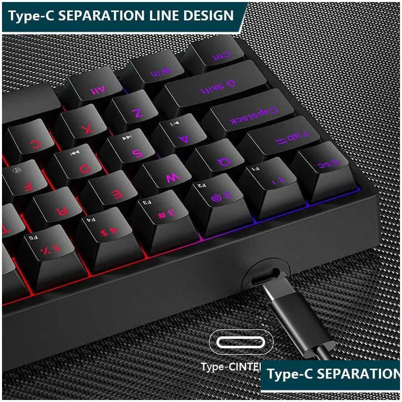 keyboards 61 keys 60% mini gaming mechanical keyboard rgb p type-c wired gaming keyboards ergonomics keyboard pbt keycaps for gamer t230215 