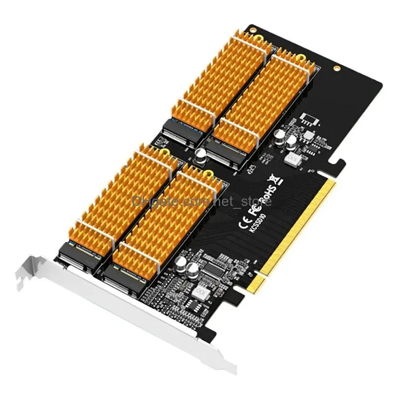 computer cables maiwo kcssd10 pcie x16 adapter card m.2 nvme protocol 4 port mkey ssd solid-state drive array cooling